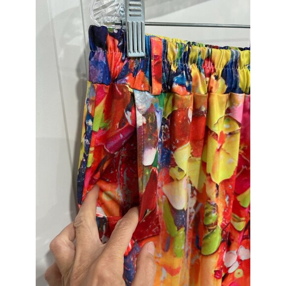 Bright Multicolor Abstract Print Womens Pants Size XXL Elastic Waist - Picture 6 of 11